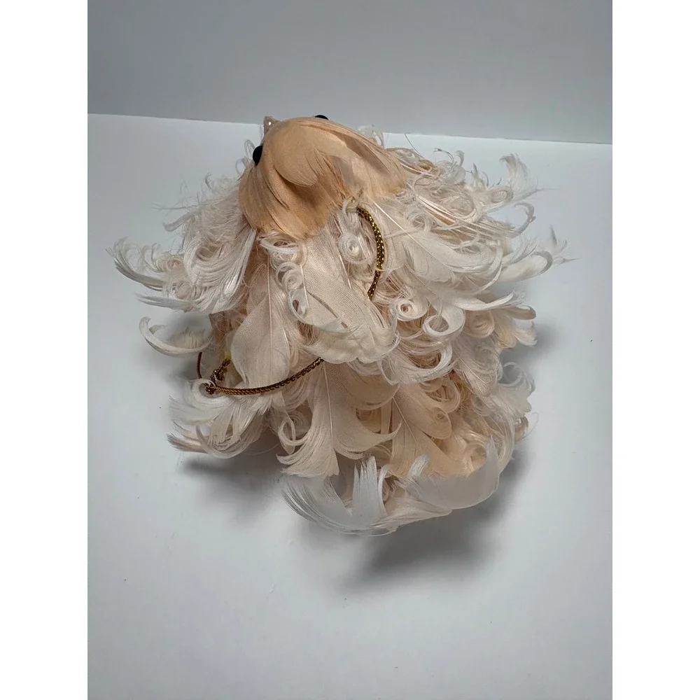 Katherine's Collection Cream Curly Feather Bird Christmas Ornament with Logo Tag